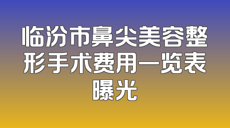 临汾市鼻尖美容整形手术费用一览表曝光