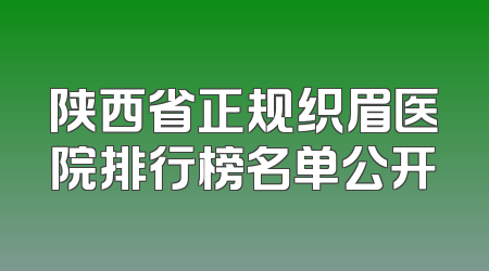 陕西省正规织眉医院排行榜名单公开