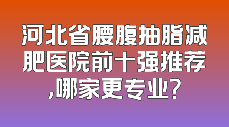 河北省腰腹抽脂减肥医院前十强推荐，哪家更专业？