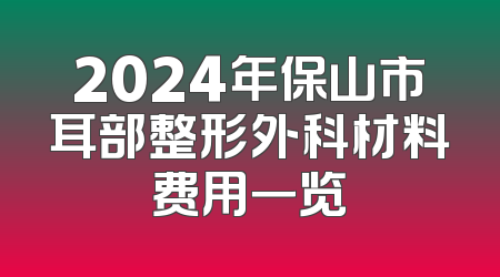 2024年保山市耳部整形外科材料费用一览