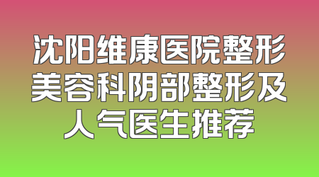 沈阳维康医院整形美容科阴部整形及人气医生推荐