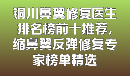 铜川鼻翼修复医生排名榜前十推荐，缩鼻翼反弹修复专家榜单精选