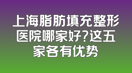 上海脂肪填充整形医院哪家好？这五家各有优势