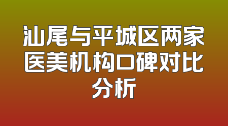 汕尾与平城区两家医美机构口碑对比分析