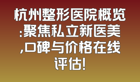 杭州整形医院概览：聚焦私立新医美，口碑与价格在线评估！