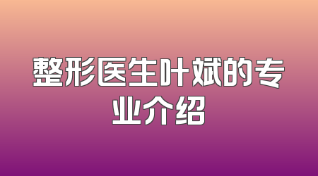 整形医生叶斌的专业介绍