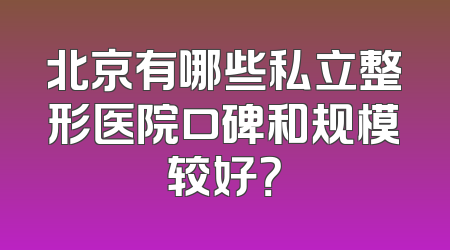 北京有哪些私立整形医院口碑和规模较好？