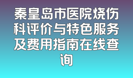 秦皇岛市医院烧伤科评价与特色服务及费用指南在线查询