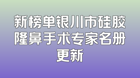 新榜单银川市硅胶隆鼻手术专家名册更新