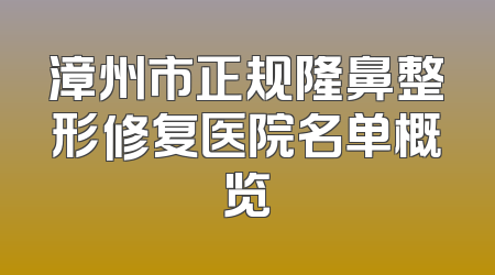 漳州市正规隆鼻整形修复医院名单概览