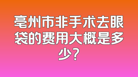 亳州市非手术去眼袋的费用大概是多少？