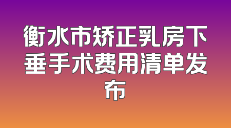 衡水市矫正乳房下垂手术费用清单发布