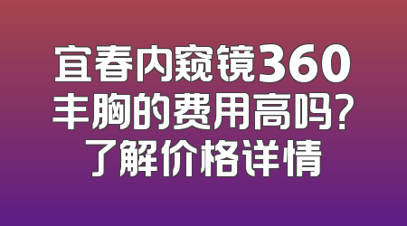 宜春内窥镜360丰胸的费用高吗？了解价格详情