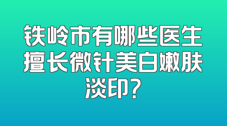 铁岭市有哪些医生擅长微针美白嫩肤淡印？