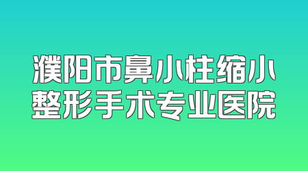 濮阳市鼻小柱缩小整形手术专业医院