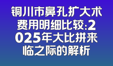 铜川市鼻孔扩大术费用明细比较：2025年大比拼来临之际的解析