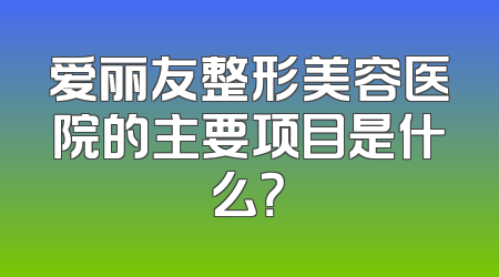 爱丽友整形美容医院的主要项目是什么？