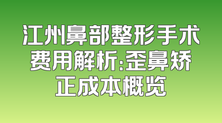 江州鼻部整形手术费用解析：歪鼻矫正成本概览