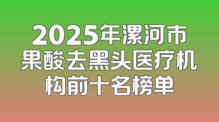 2025年漯河市果酸去黑头医疗机构前十名榜单