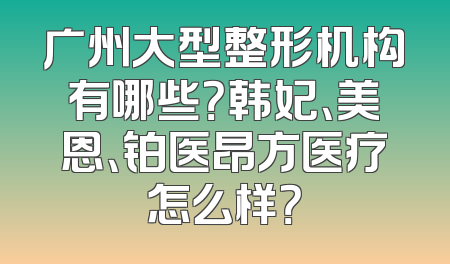 广州大型整形机构有哪些？韩妃、美恩、铂医昂方医疗怎么样？