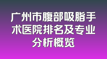 广州市腹部吸脂手术医院排名及专业分析概览