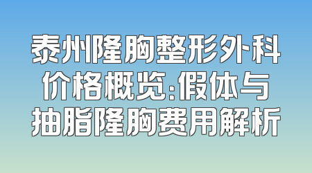 泰州隆胸整形外科价格概览：假体与抽脂隆胸费用解析