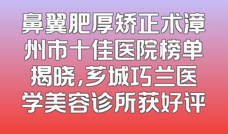 鼻翼肥厚矫正术漳州市十佳医院榜单揭晓，芗城巧兰医学美容诊所获好评