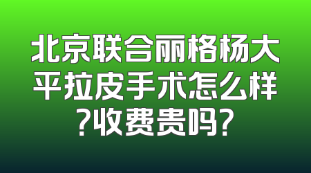 北京联合丽格杨大平拉皮手术怎么样？收费贵吗？