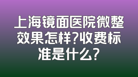 上海镜面医院微整效果怎样？收费标准是什么？