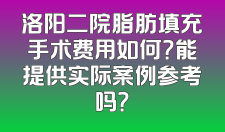 洛阳二院脂肪填充手术费用如何？能提供实际案例参考吗？
