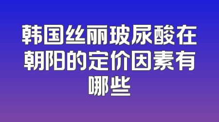韩国丝丽玻尿酸在朝阳的定价因素有哪些