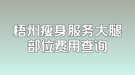 梧州瘦身服务大腿部位费用查询