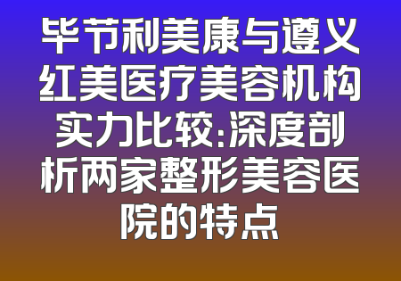 毕节利美康与遵义红美医疗美容机构实力比较：深度剖析两家整形美容医院的特点