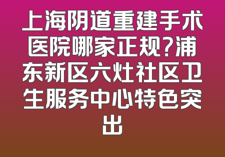 上海阴道重建手术医院哪家正规？浦东新区六灶社区卫生服务中心特色突出