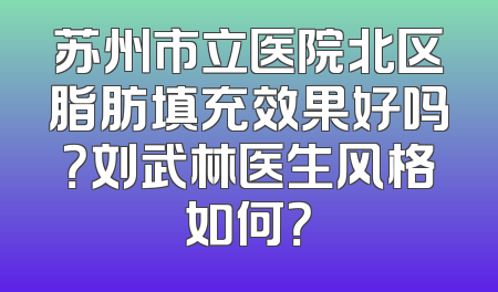 苏州市立医院北区脂肪填充效果好吗？刘武林医生风格如何？