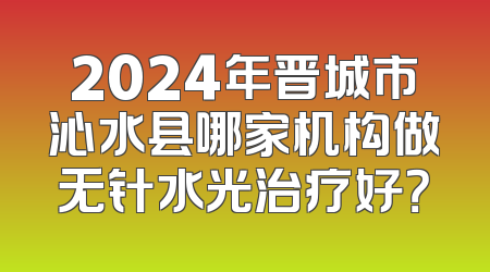 2024年晋城市沁水县哪家机构做无针水光治疗好？