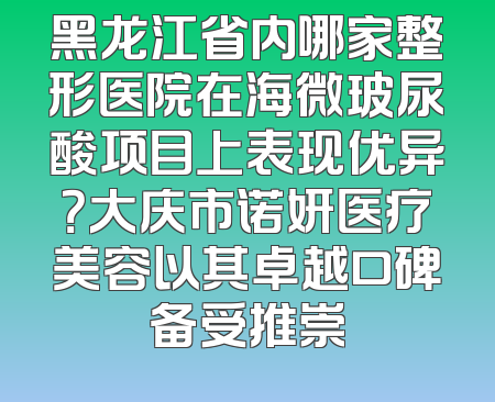 黑龙江省内哪家整形医院在海微玻尿酸项目上表现优异？大庆市诺妍医疗美容以其卓越口碑备受推崇