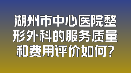 湖州市中心医院整形外科的服务质量和费用评价如何？