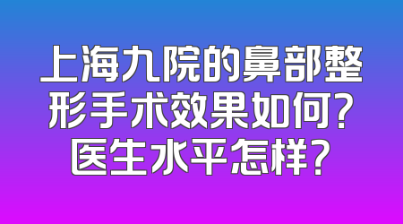 上海九院的鼻部整形手术效果如何？医生水平怎样？