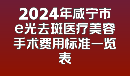2024年咸宁市e光去斑医疗美容手术费用标准一览表