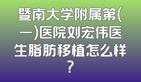 暨南大学附属第（一）医院刘宏伟医生脂肪移植怎么样？