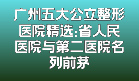 广州五大公立整形医院精选：省人民医院与第二医院名列前茅