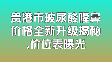 贵港市玻尿酸隆鼻价格全新升级揭秘，价位表曝光