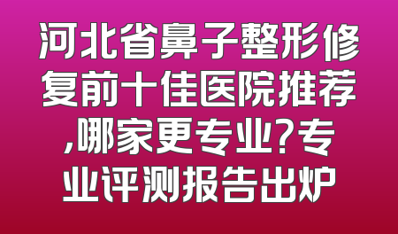 河北省鼻子整形修复前十佳医院推荐，哪家更专业？专业评测报告出炉