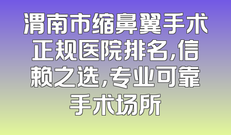 渭南市缩鼻翼手术正规医院排名，信赖之选，专业可靠手术场所