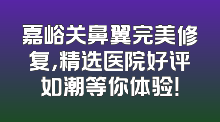 嘉峪关鼻翼完美修复，精选医院好评如潮等你体验！