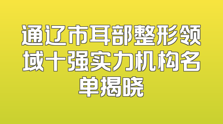 通辽市耳部整形领域十强实力机构名单揭晓