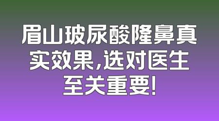 眉山玻尿酸隆鼻真实效果，选对医生至关重要！