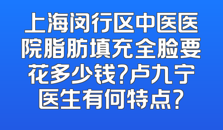 上海闵行区中医医院脂肪填充全脸要花多少钱？卢九宁医生有何特点？