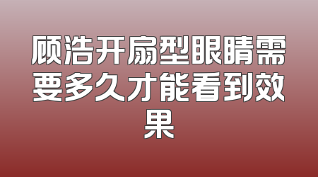 顾浩开扇型眼睛需要多久才能看到效果